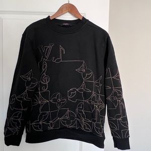 Authentic Louis Vuitton Unisex Music Line Embroidered Sweatshirt